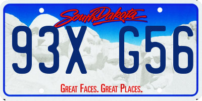 SD license plate 93XG56