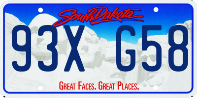 SD license plate 93XG58