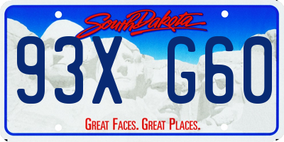 SD license plate 93XG60