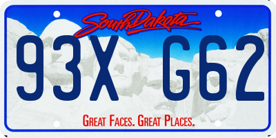 SD license plate 93XG62