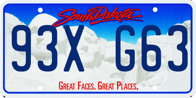 SD license plate 93XG63