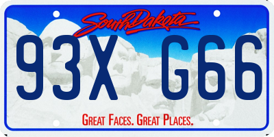 SD license plate 93XG66