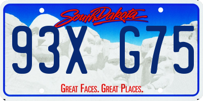 SD license plate 93XG75