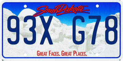 SD license plate 93XG78