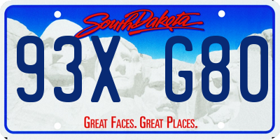 SD license plate 93XG80
