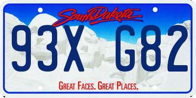 SD license plate 93XG82