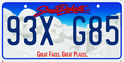 SD license plate 93XG85