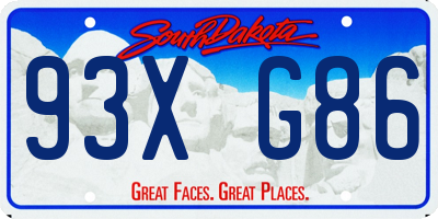 SD license plate 93XG86