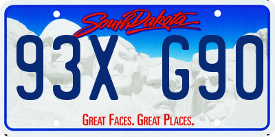 SD license plate 93XG90