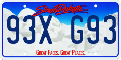 SD license plate 93XG93
