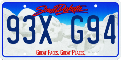 SD license plate 93XG94
