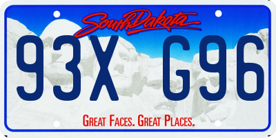 SD license plate 93XG96