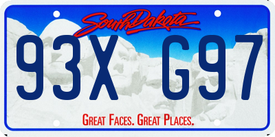 SD license plate 93XG97