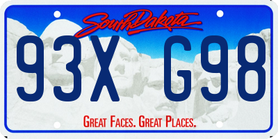 SD license plate 93XG98
