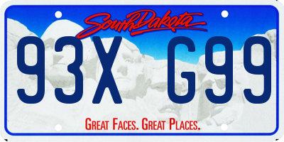 SD license plate 93XG99
