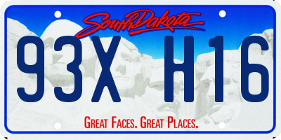 SD license plate 93XH16