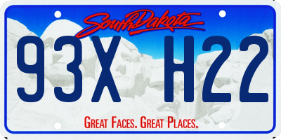 SD license plate 93XH22