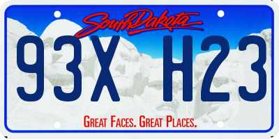 SD license plate 93XH23