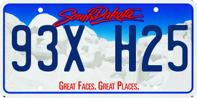 SD license plate 93XH25