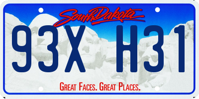 SD license plate 93XH31