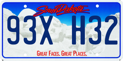 SD license plate 93XH32
