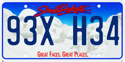 SD license plate 93XH34