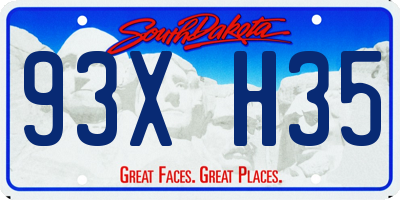SD license plate 93XH35