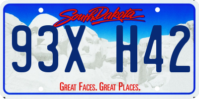 SD license plate 93XH42