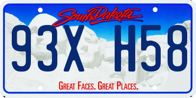 SD license plate 93XH58