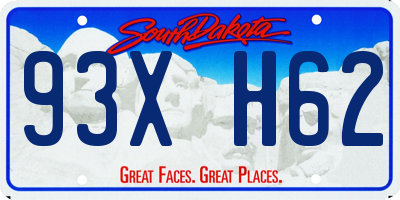 SD license plate 93XH62
