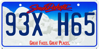 SD license plate 93XH65