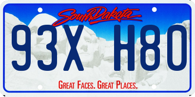 SD license plate 93XH80