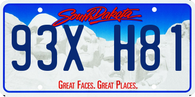 SD license plate 93XH81