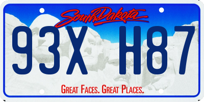 SD license plate 93XH87