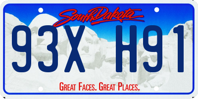 SD license plate 93XH91