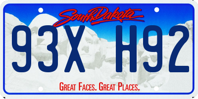 SD license plate 93XH92