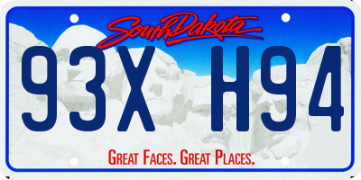 SD license plate 93XH94