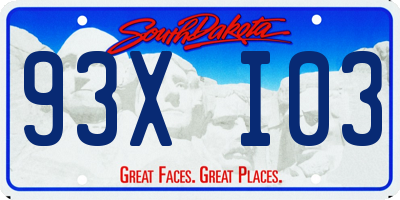 SD license plate 93XI03