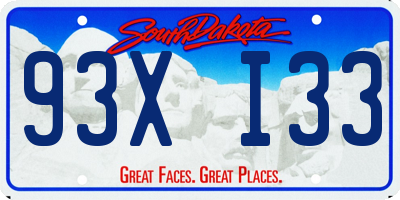 SD license plate 93XI33
