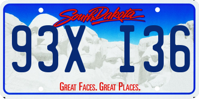 SD license plate 93XI36
