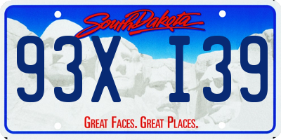 SD license plate 93XI39