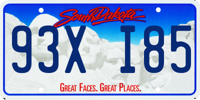 SD license plate 93XI85