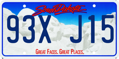 SD license plate 93XJ15