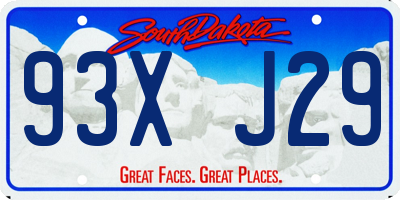 SD license plate 93XJ29