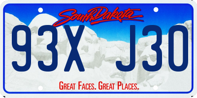 SD license plate 93XJ30