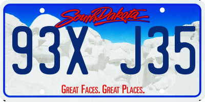 SD license plate 93XJ35