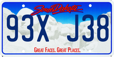 SD license plate 93XJ38