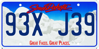SD license plate 93XJ39