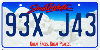 SD license plate 93XJ43