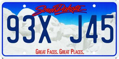 SD license plate 93XJ45